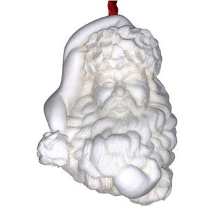 Vintage Mark Klaus White 3D Christmas Holiday Ornament Santa Holiday Scene